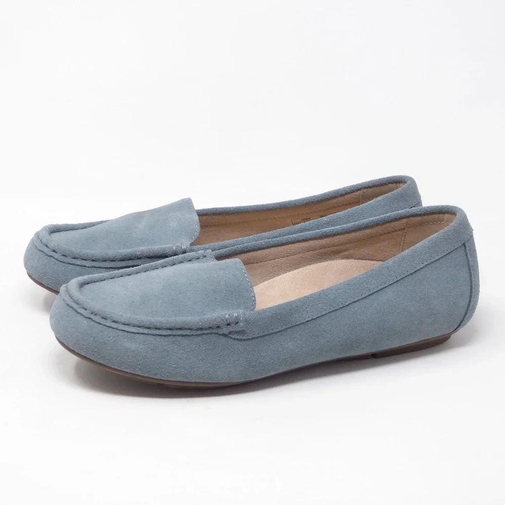 Vionic Women Debbie Loafers Blue Suede Orthotic Slip On 8.5 Wide